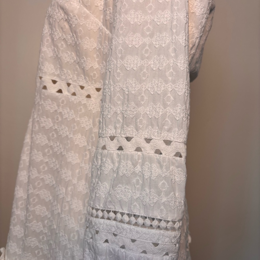 Veronica Beard Daeja V-Neck Eyelet Intricate Lace 3/4 Sleeves Mini Dress Size XS - Picture 8 of 14